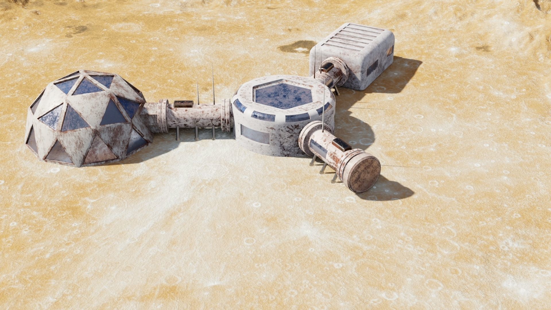 Martian base Low-poly 3D model_5