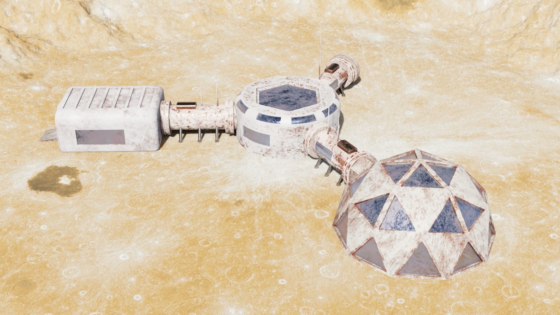 Martian base Low-poly 3D model_15