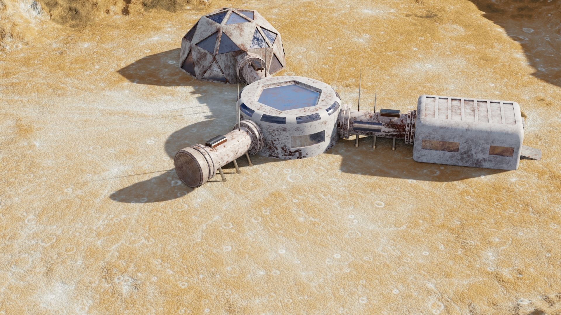 Martian base Low-poly 3D model_2