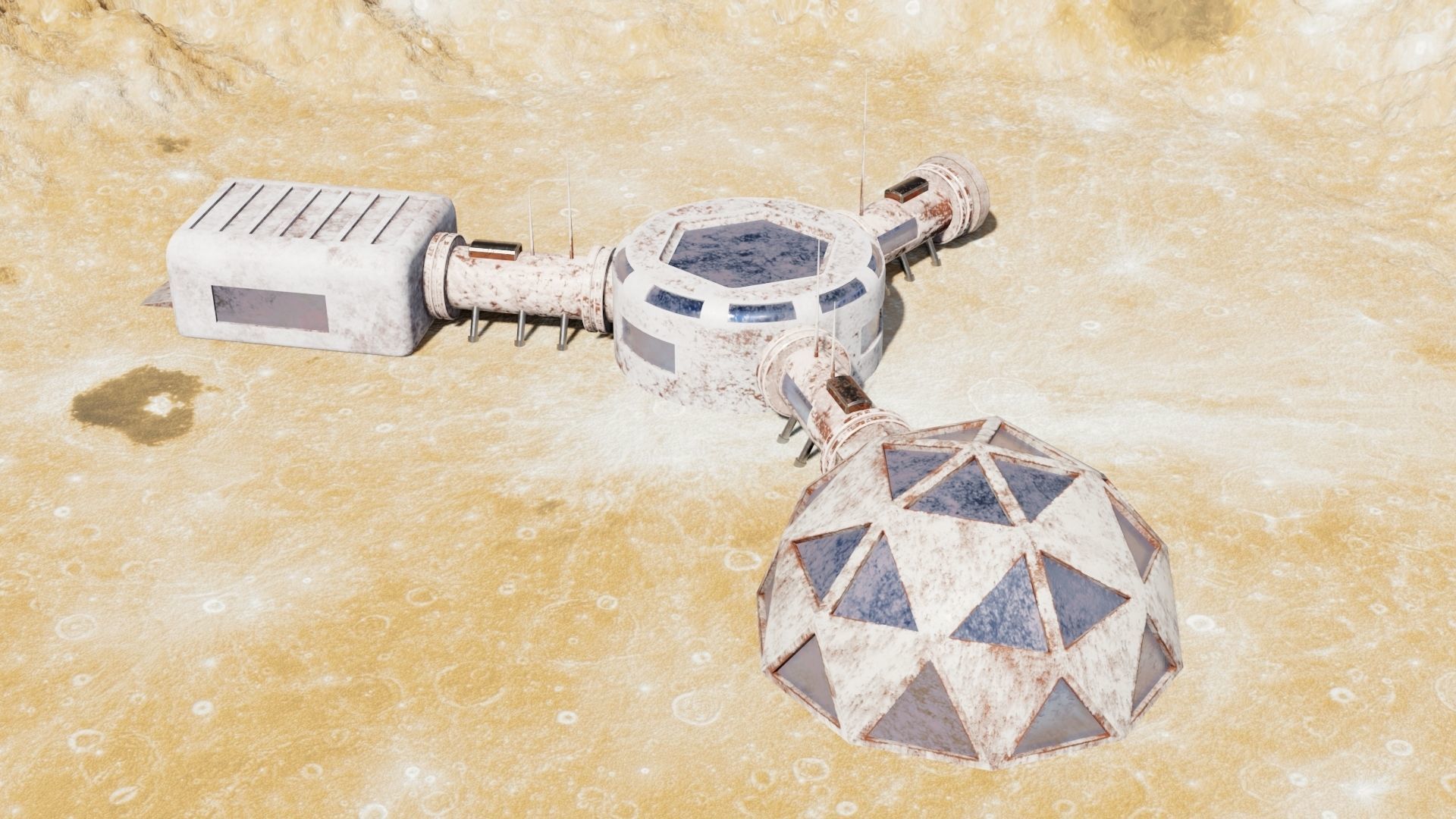 Martian base Low-poly 3D model_14