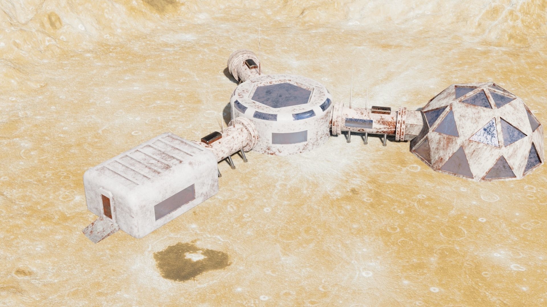 Martian base Low-poly 3D model_19