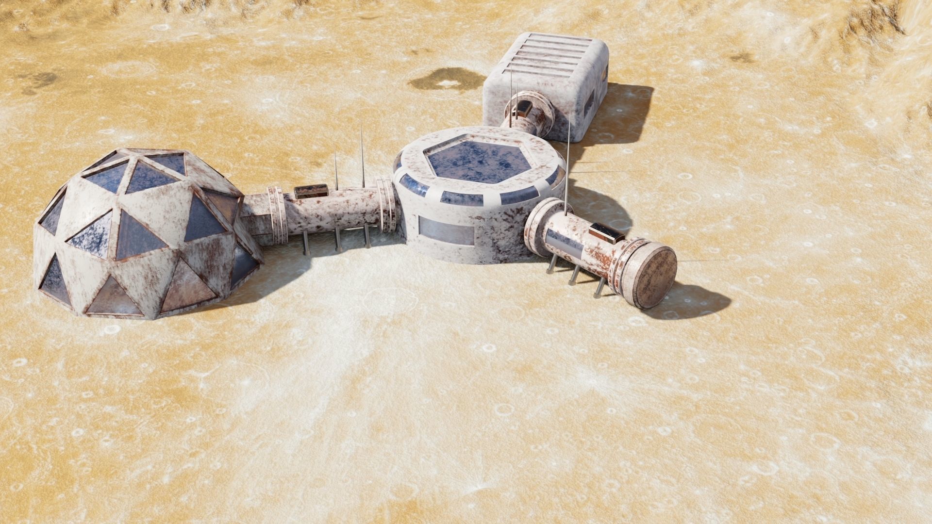 Martian base Low-poly 3D model_6