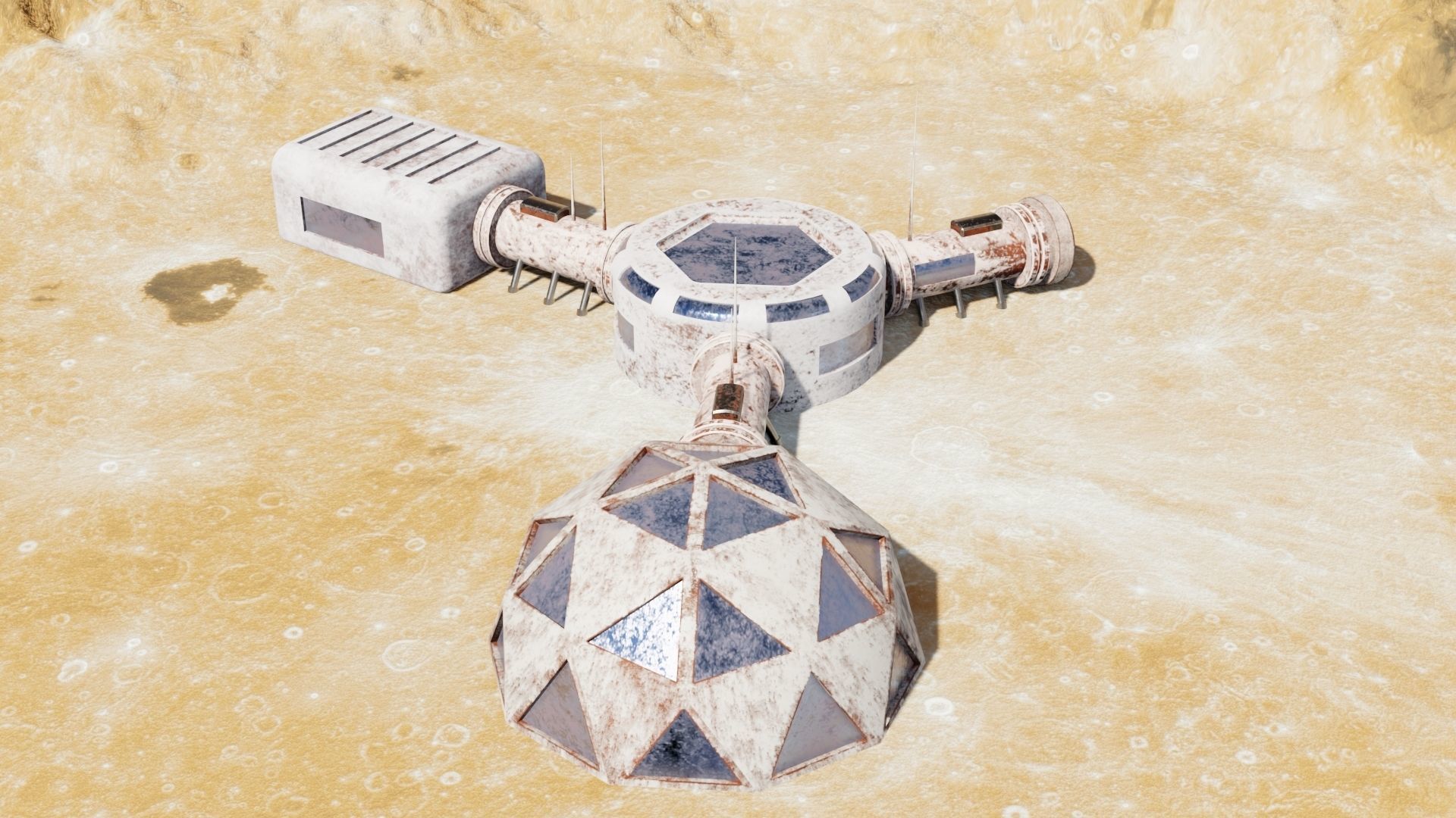 Martian base Low-poly 3D model_12