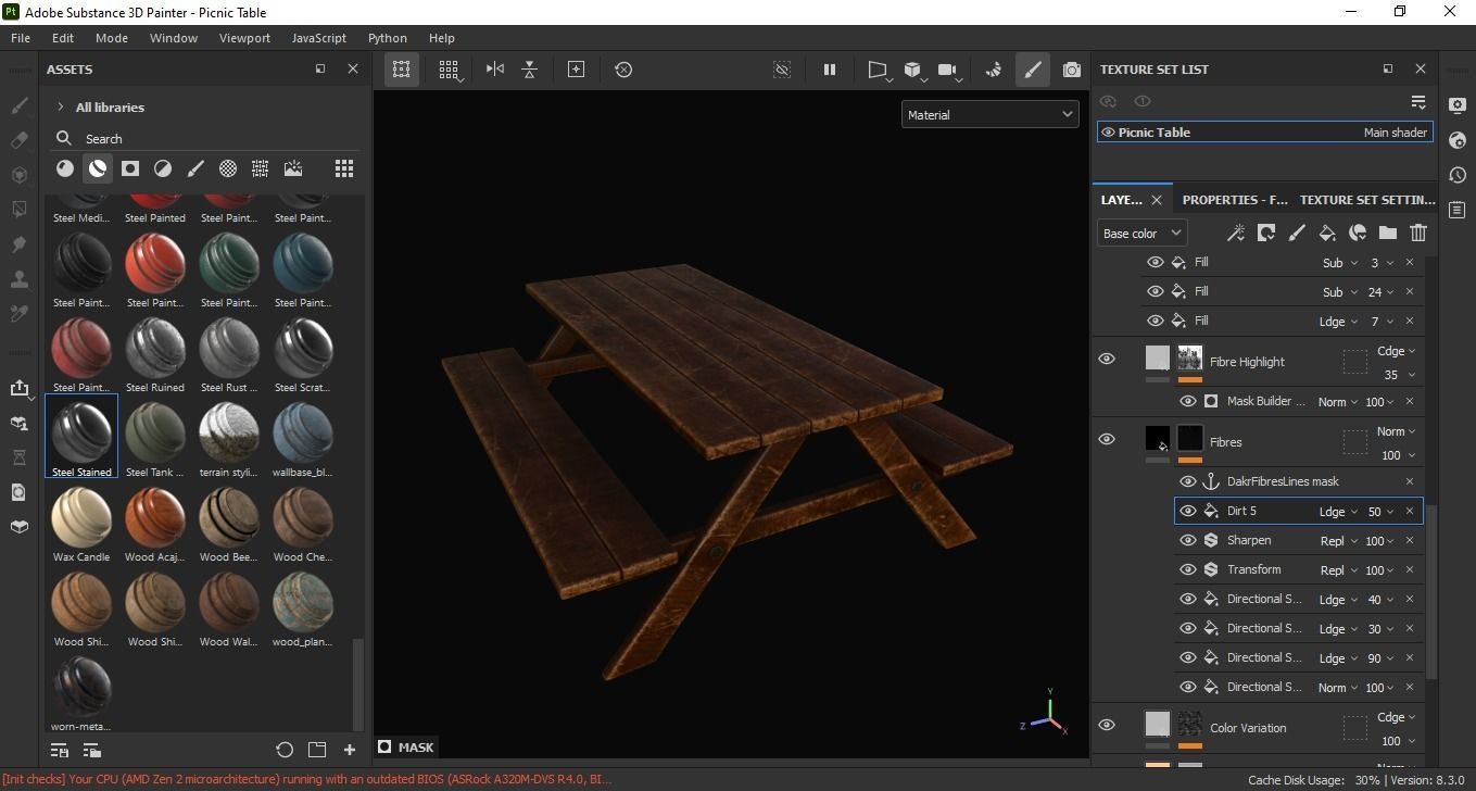 Picnic Table 3D Model Low-poly 3D model_6