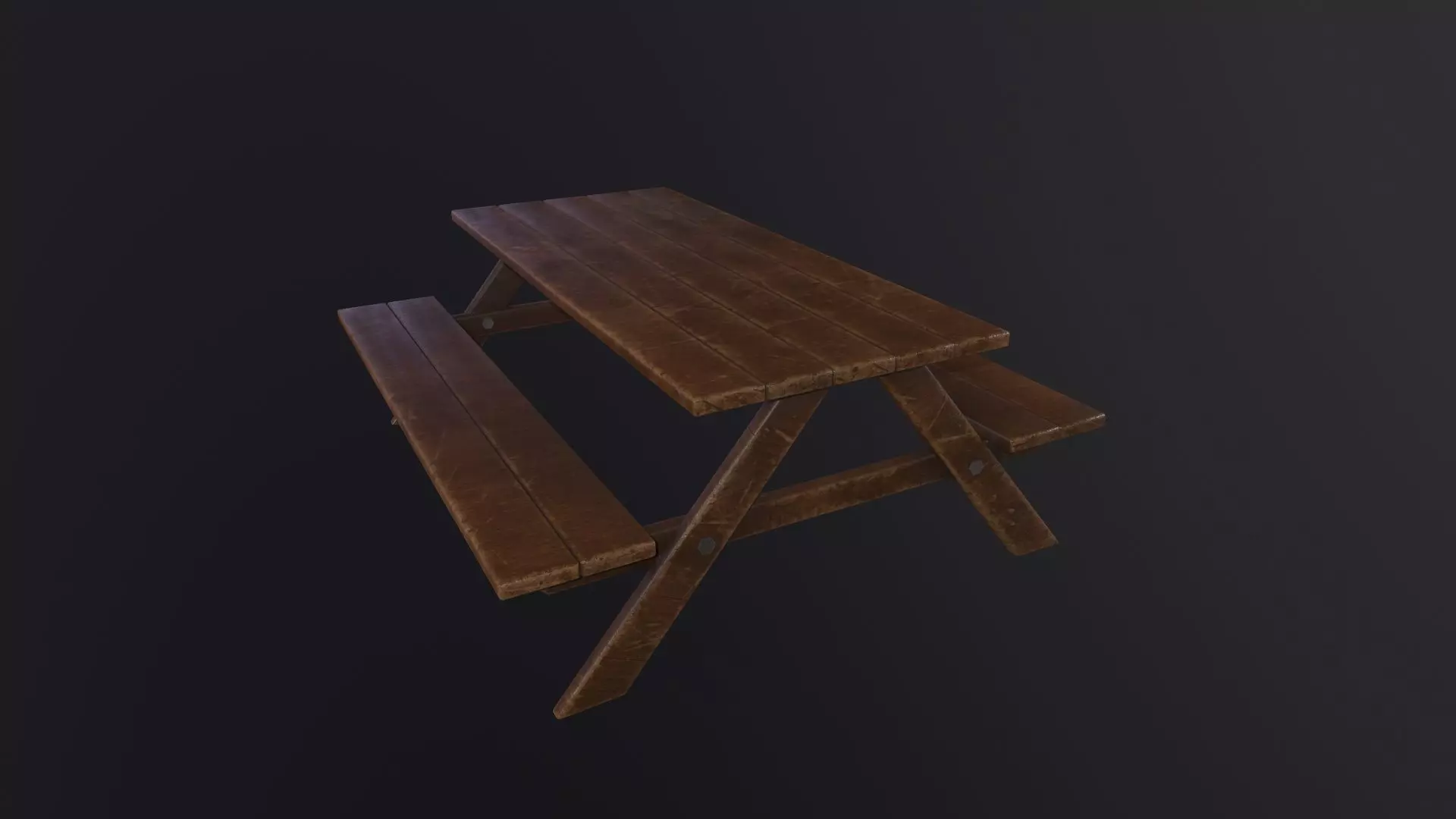 Picnic Table 3D Model Low-poly 3D model_0