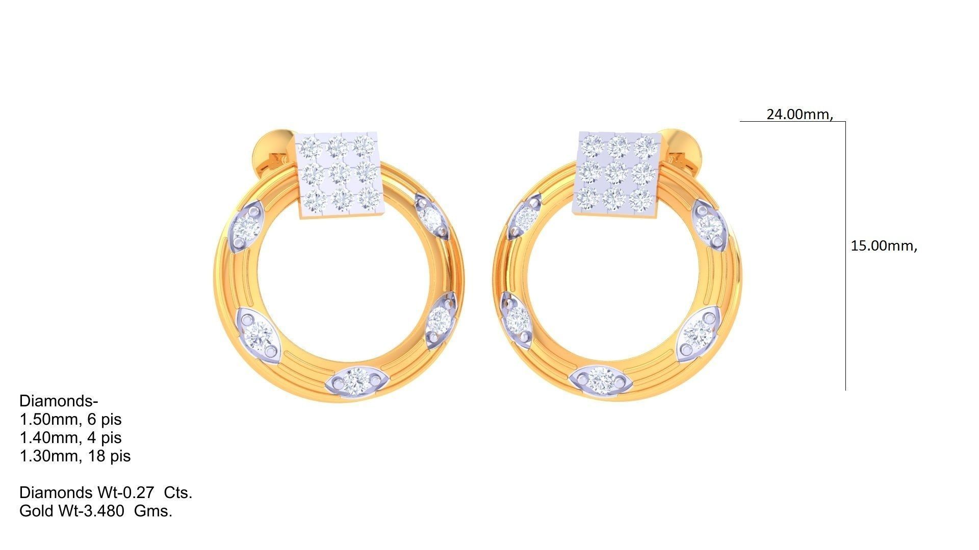 Studs Earrings - 24 3D print model_1