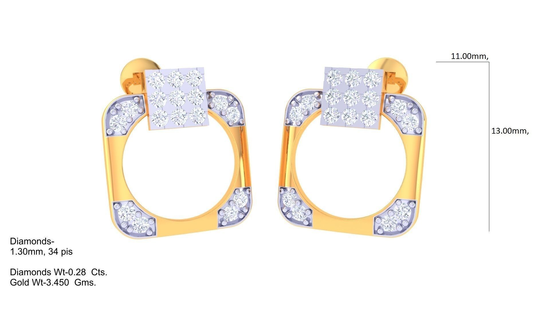 Studs Earrings - 22 3D print model_1