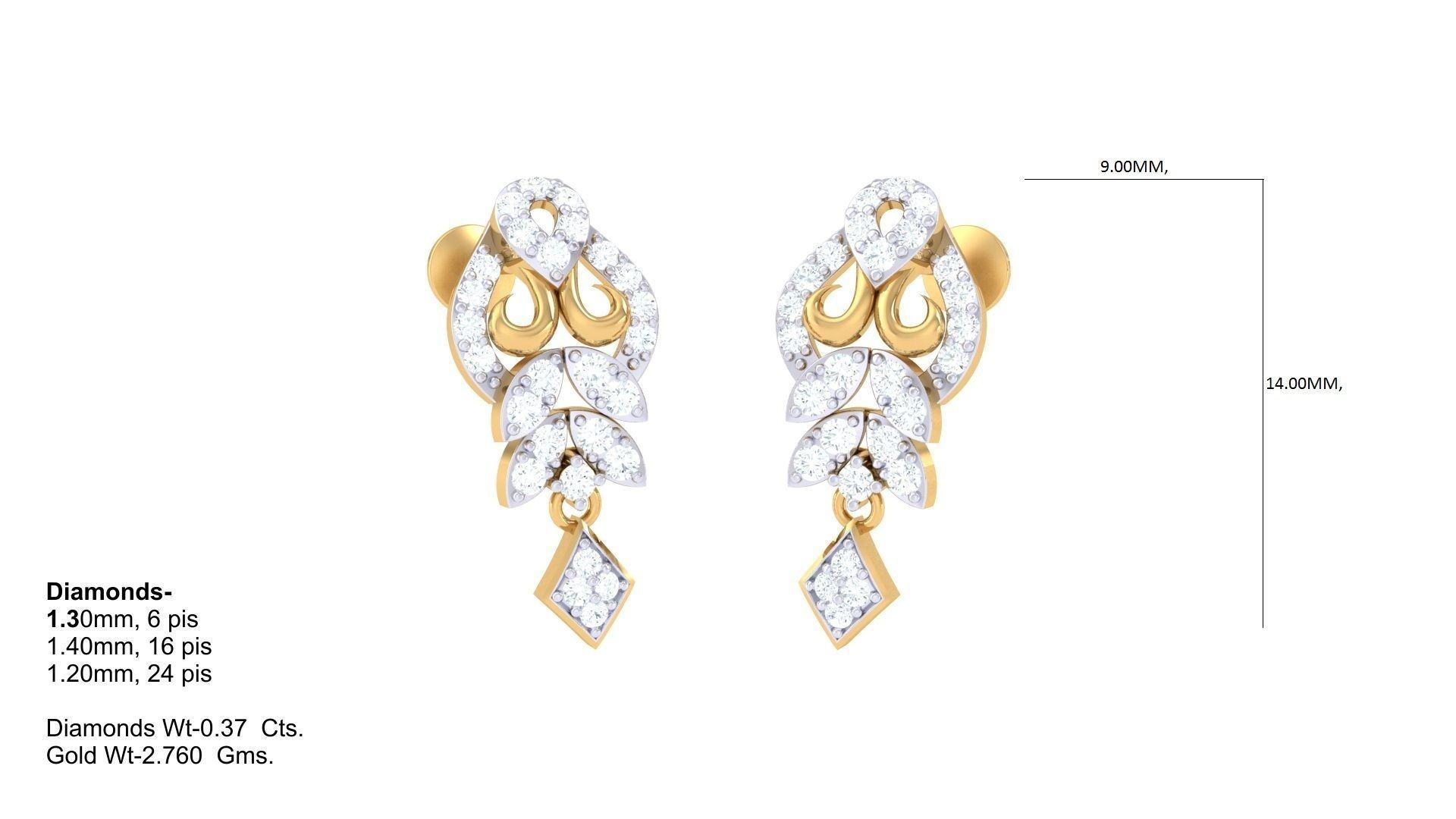 Studs Earrings - 6 3D print model_1