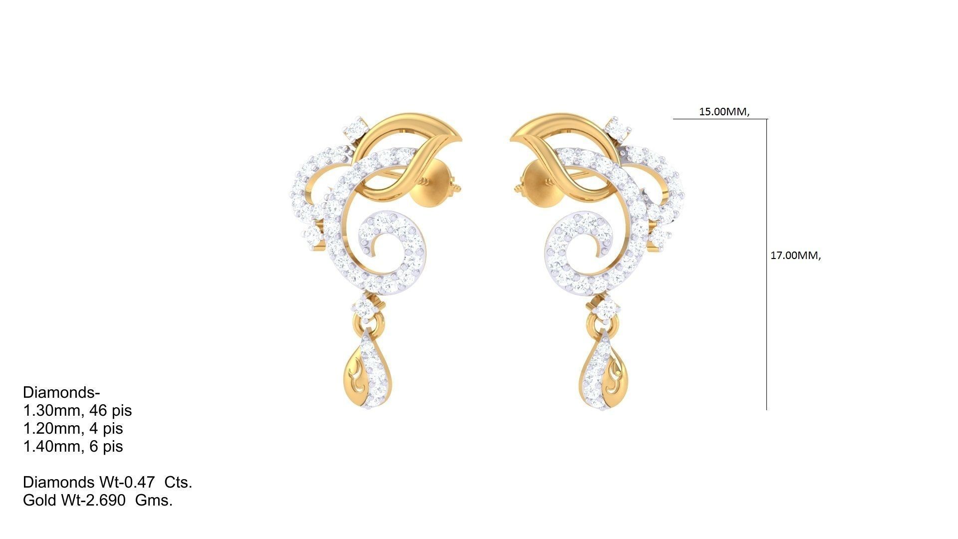 Studs Earrings - 4 3D print model_1