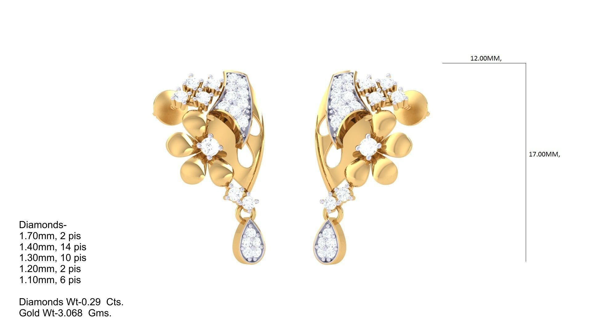 Studs Earrings - 25 3D print model_1