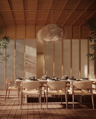 Japandi Dining Room 3D model