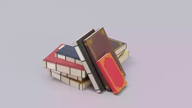 Chinese Trade Furniture Kit - 17 Books Low-poly 3D model