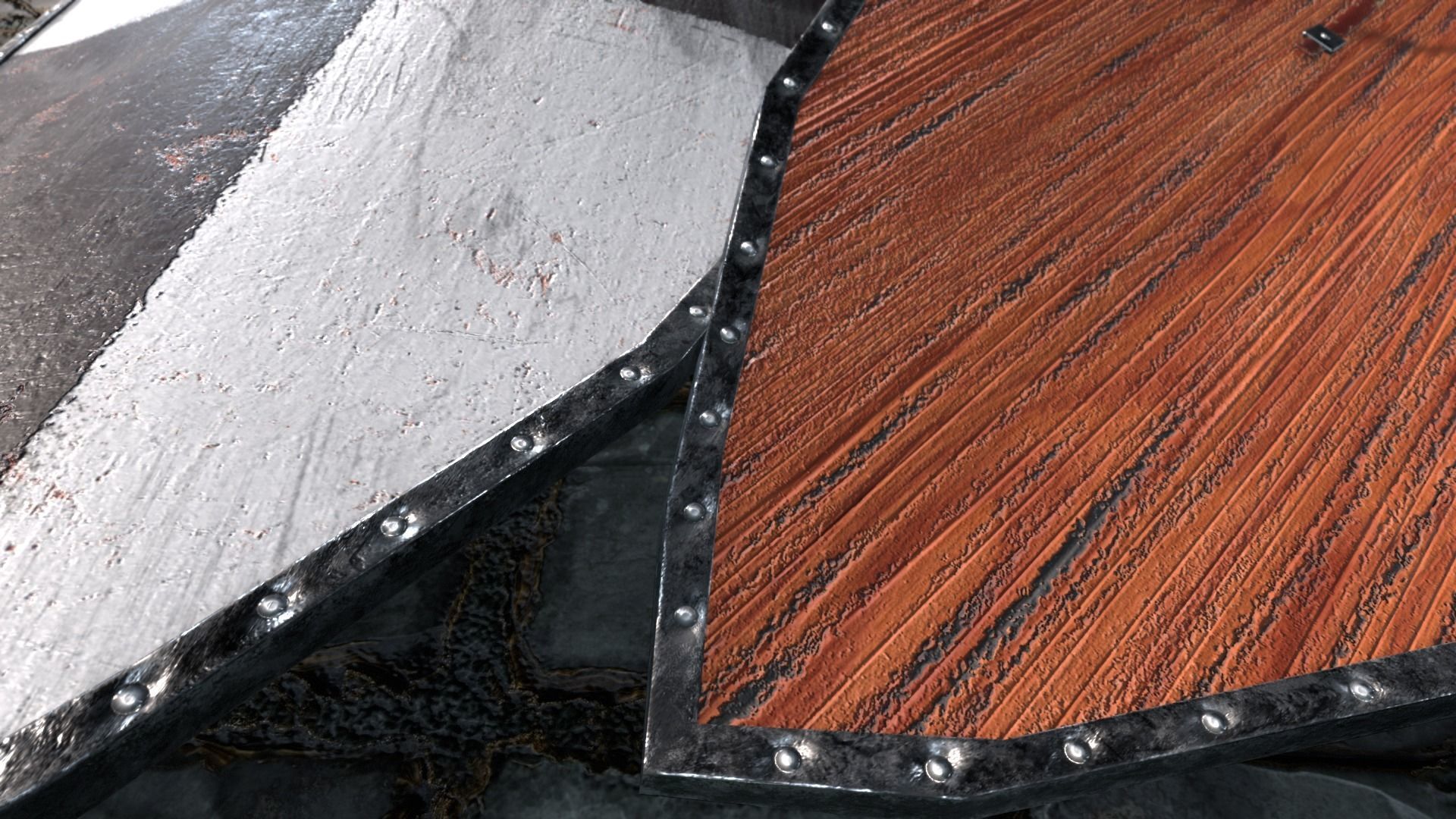 Medieval round shield with coat of arms 8 Low-poly 3D model_4