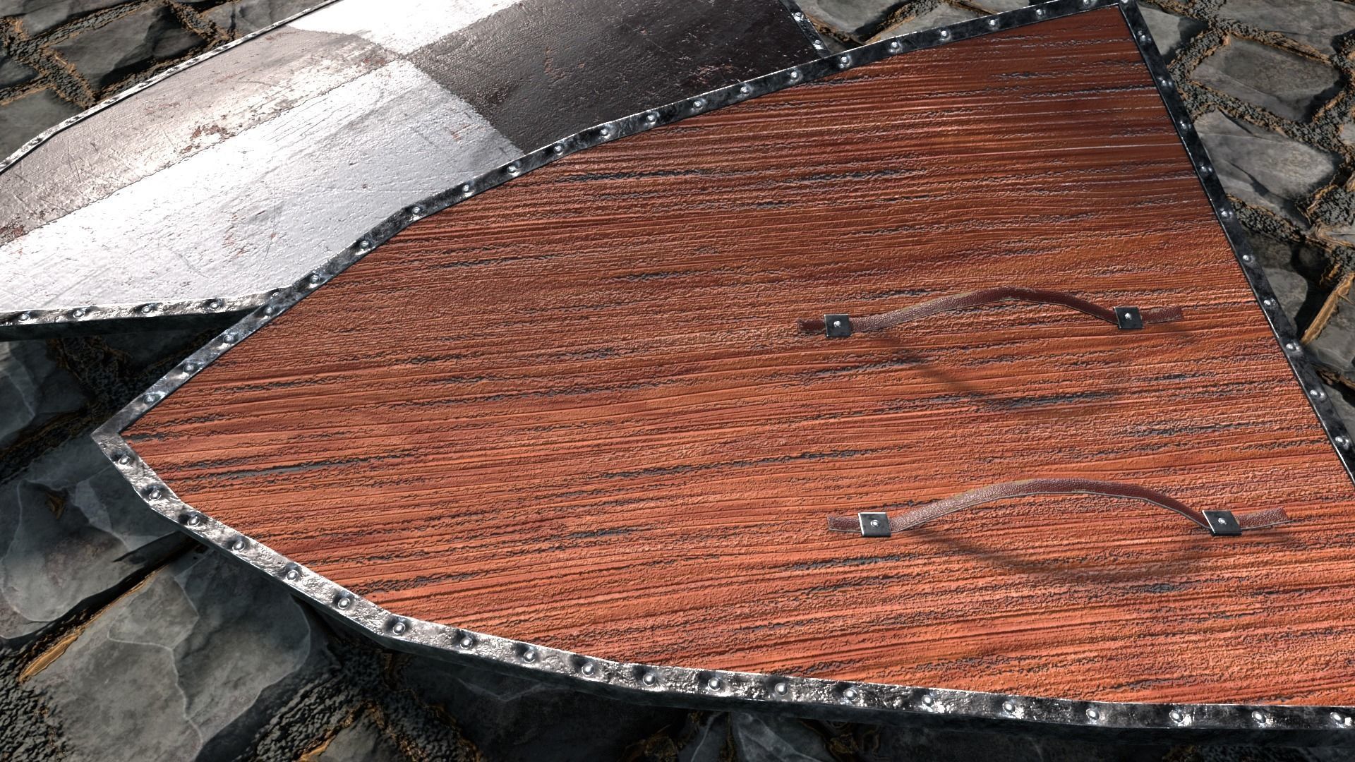 Medieval round shield with coat of arms 8 Low-poly 3D model_2