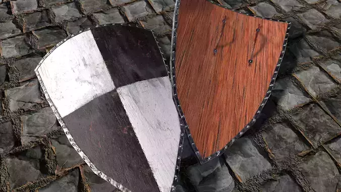 Medieval round shield with coat of arms 8 Low-poly 3D model