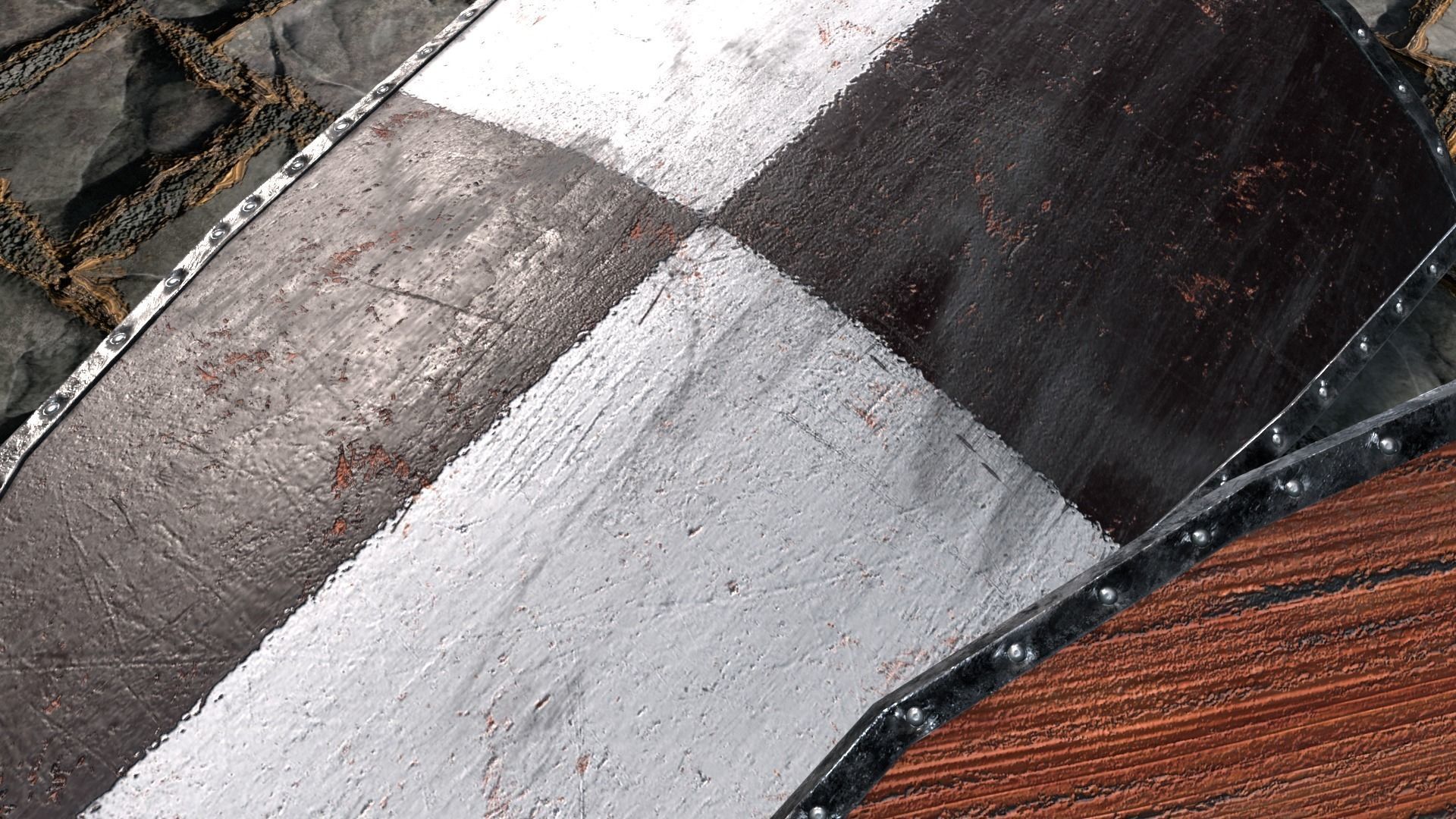 Medieval round shield with coat of arms 8 Low-poly 3D model_6