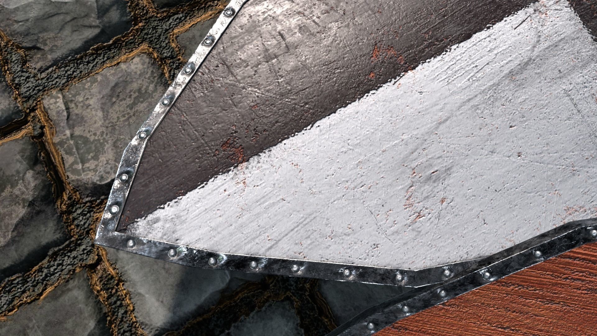 Medieval round shield with coat of arms 8 Low-poly 3D model_8