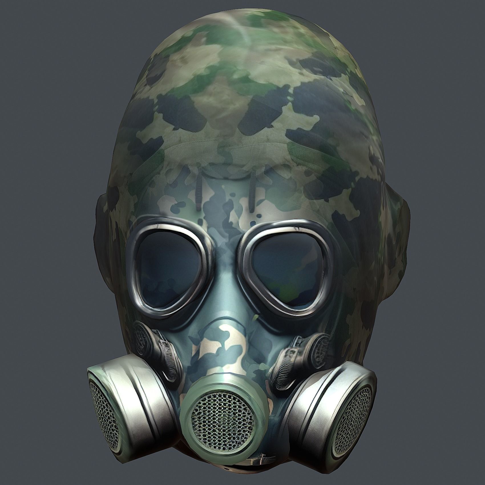 Gas mask helmet 3d model military combat Low-poly Low-poly 3D model_3