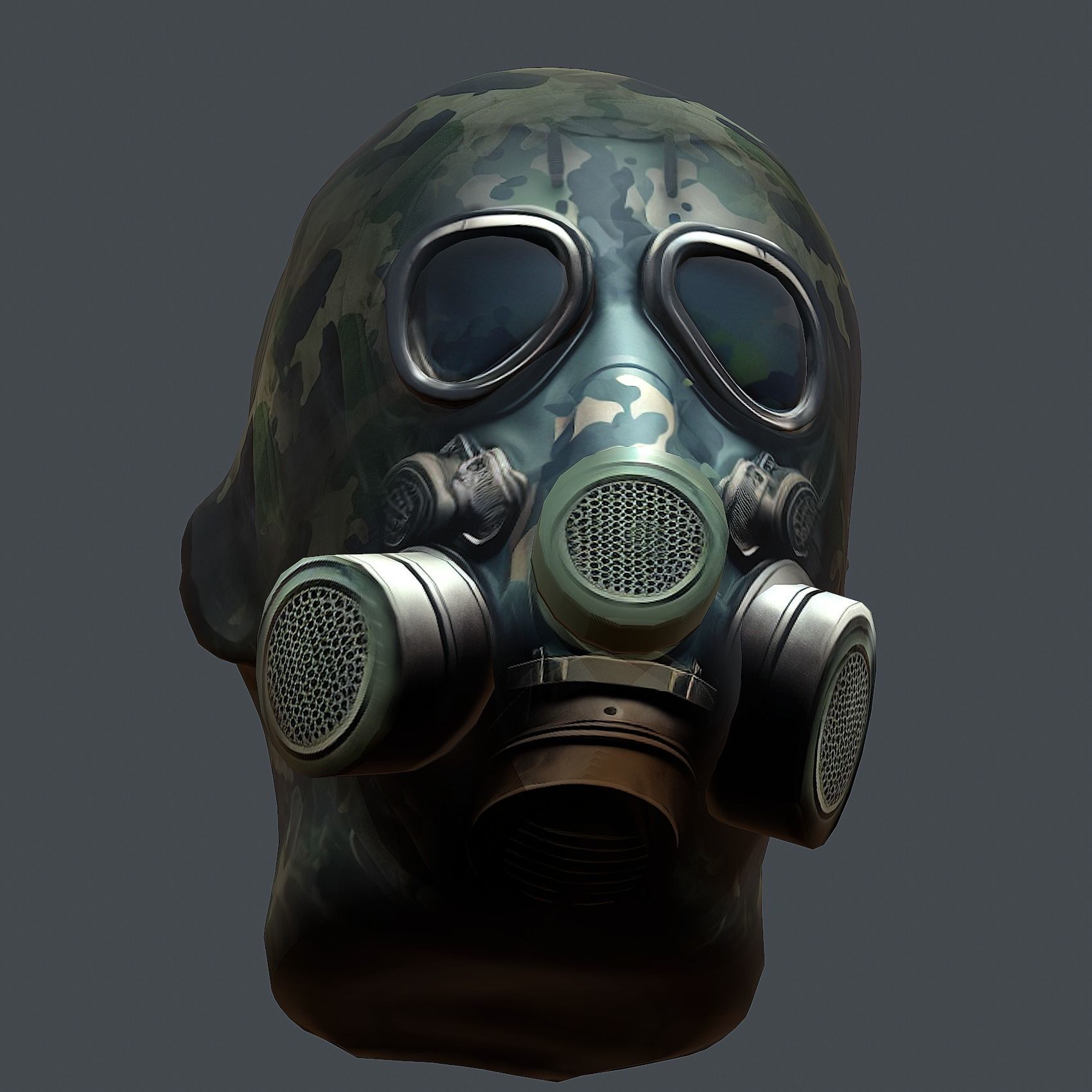 Gas mask helmet 3d model military combat Low-poly Low-poly 3D model_4