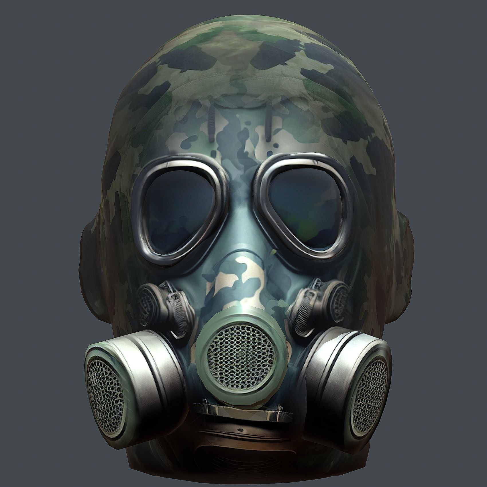 Gas mask helmet 3d model military combat Low-poly Low-poly 3D model_1