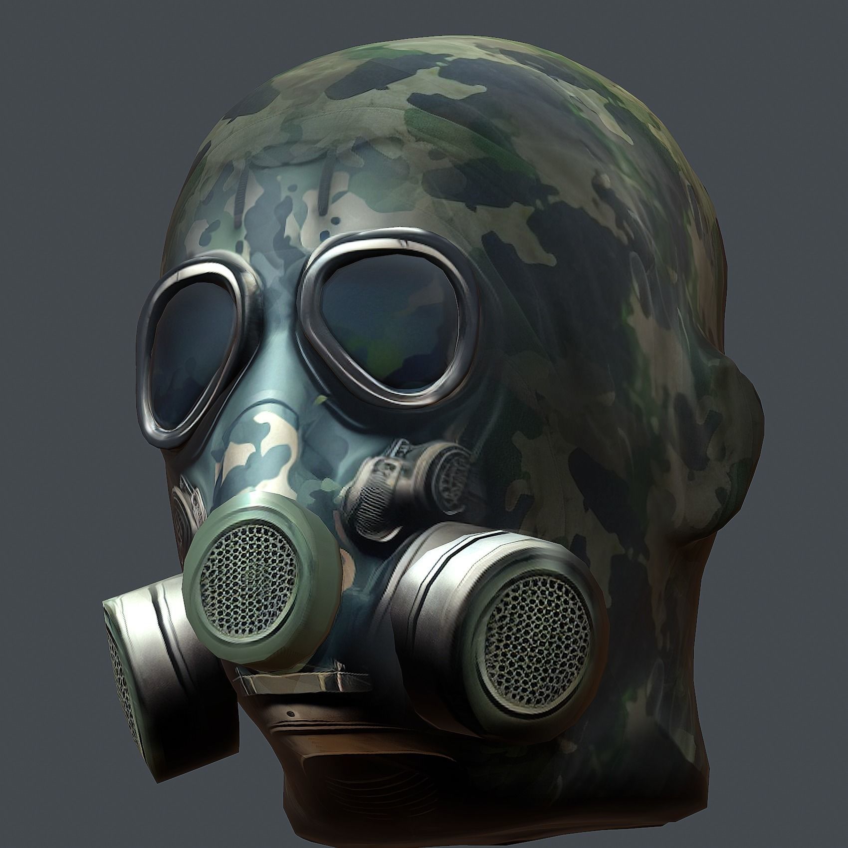 Gas mask helmet 3d model military combat Low-poly Low-poly 3D model_2