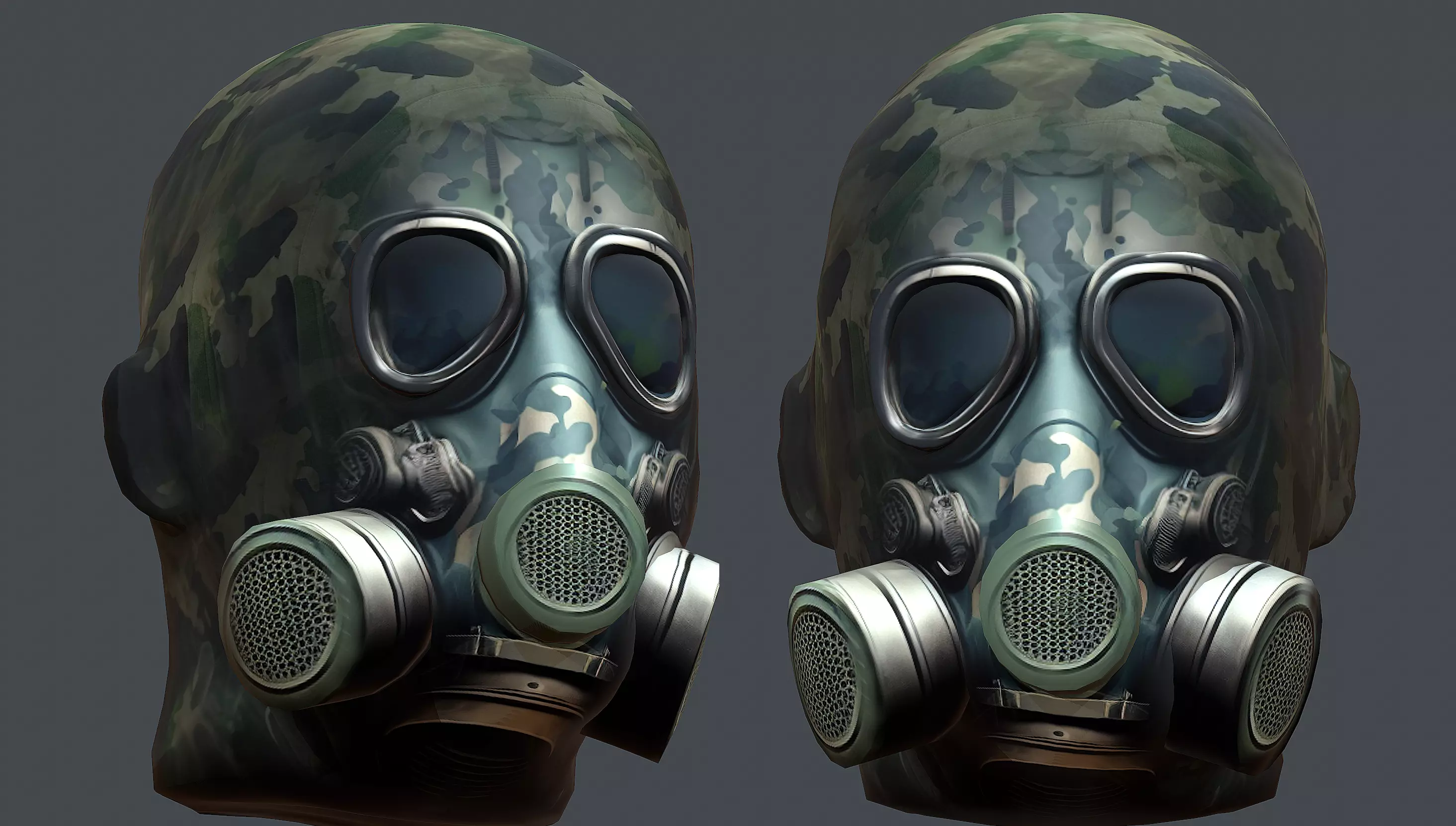 Gas mask helmet 3d model military combat Low-poly Low-poly 3D model_0