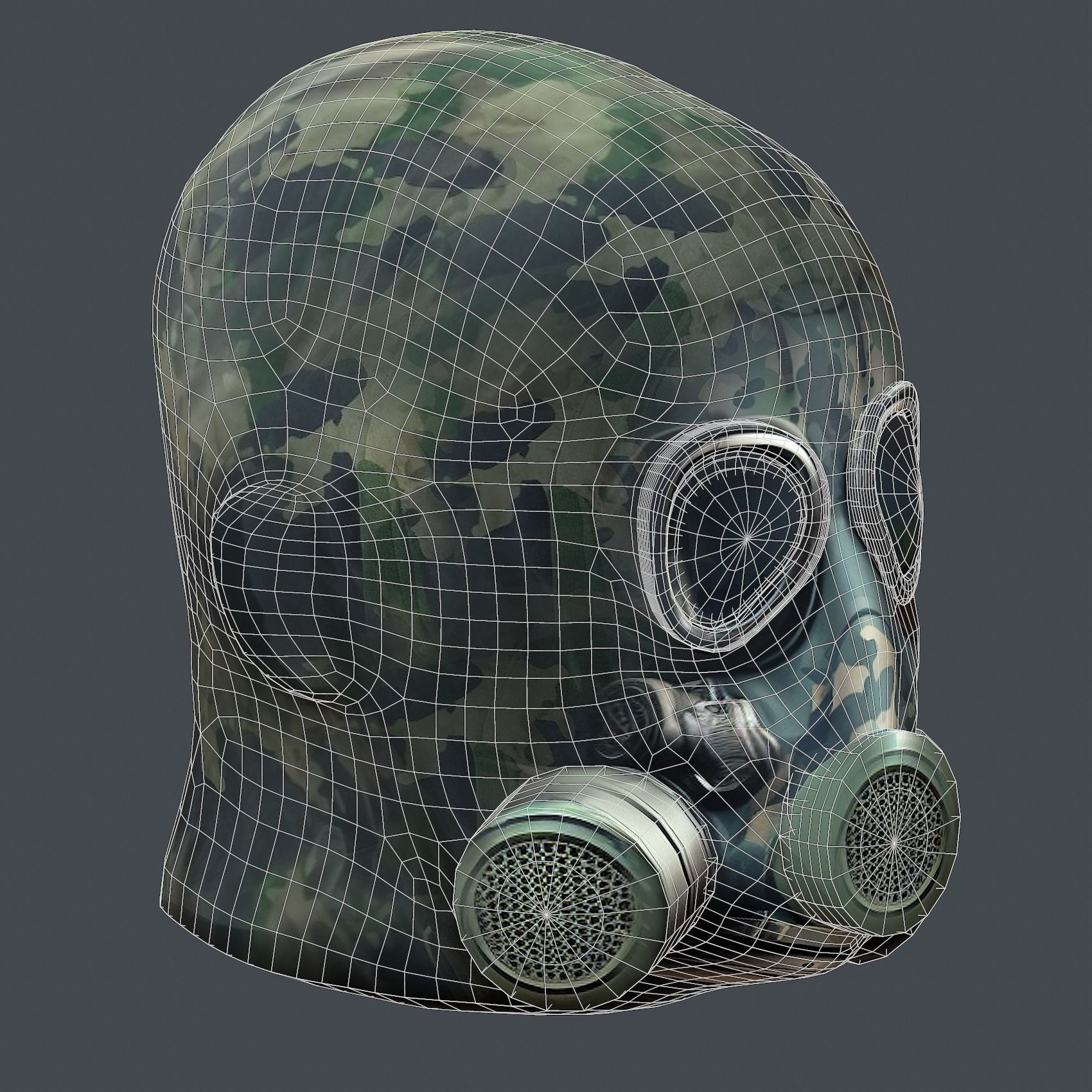 Gas mask helmet 3d model military combat Low-poly Low-poly 3D model_8