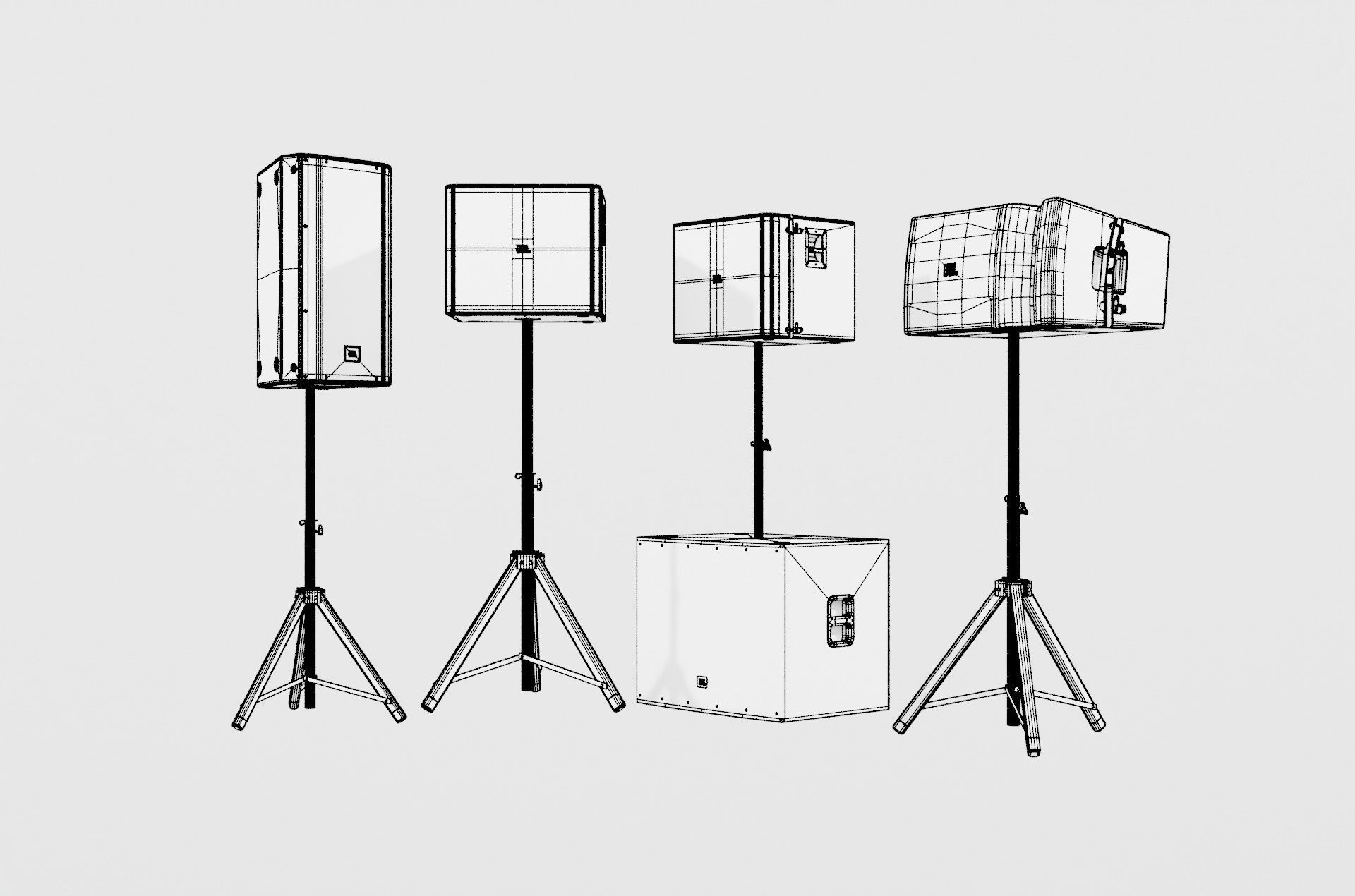 Speaker Professional 2 Black and White 3D model_44