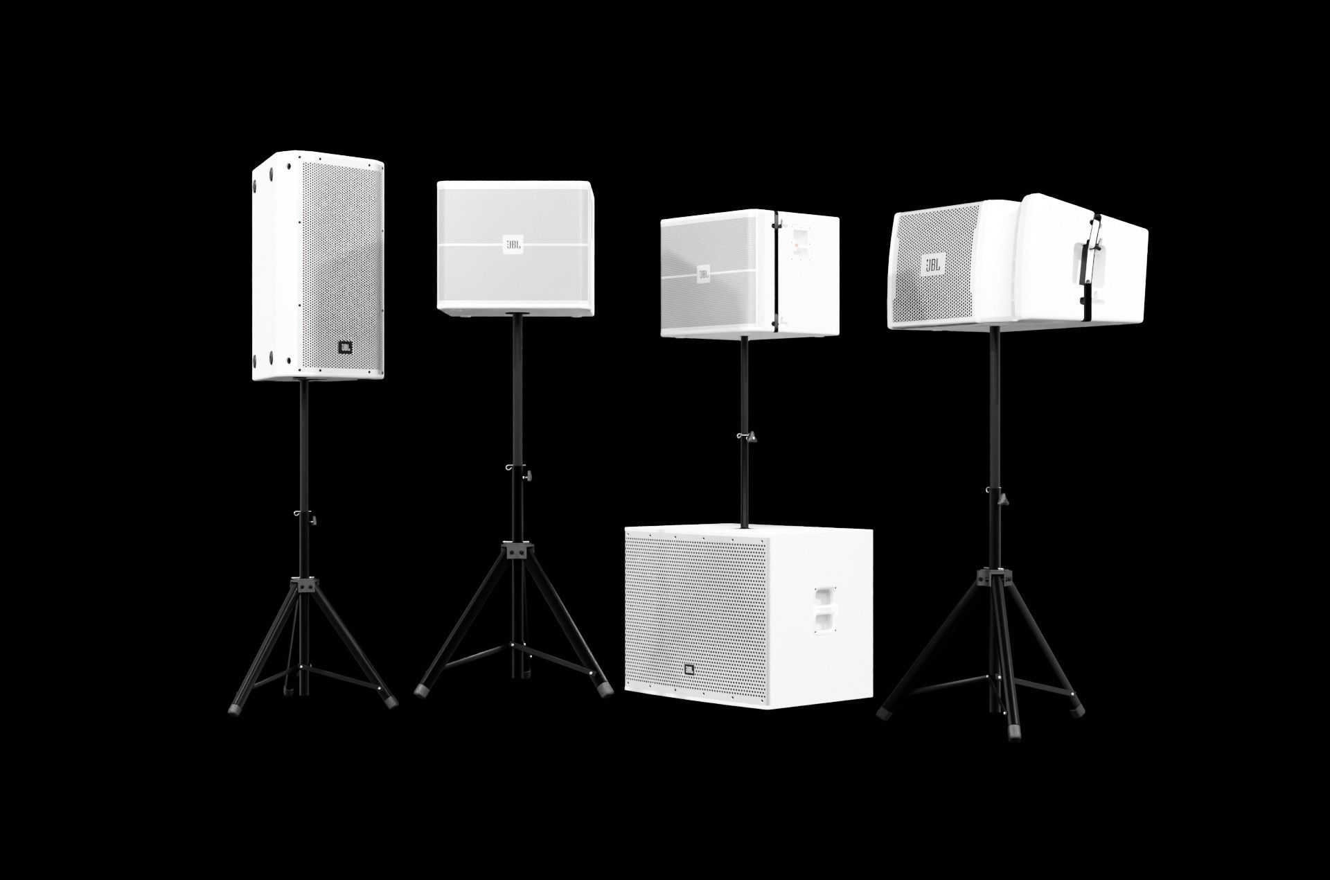 Speaker Professional 2 Black and White 3D model_1