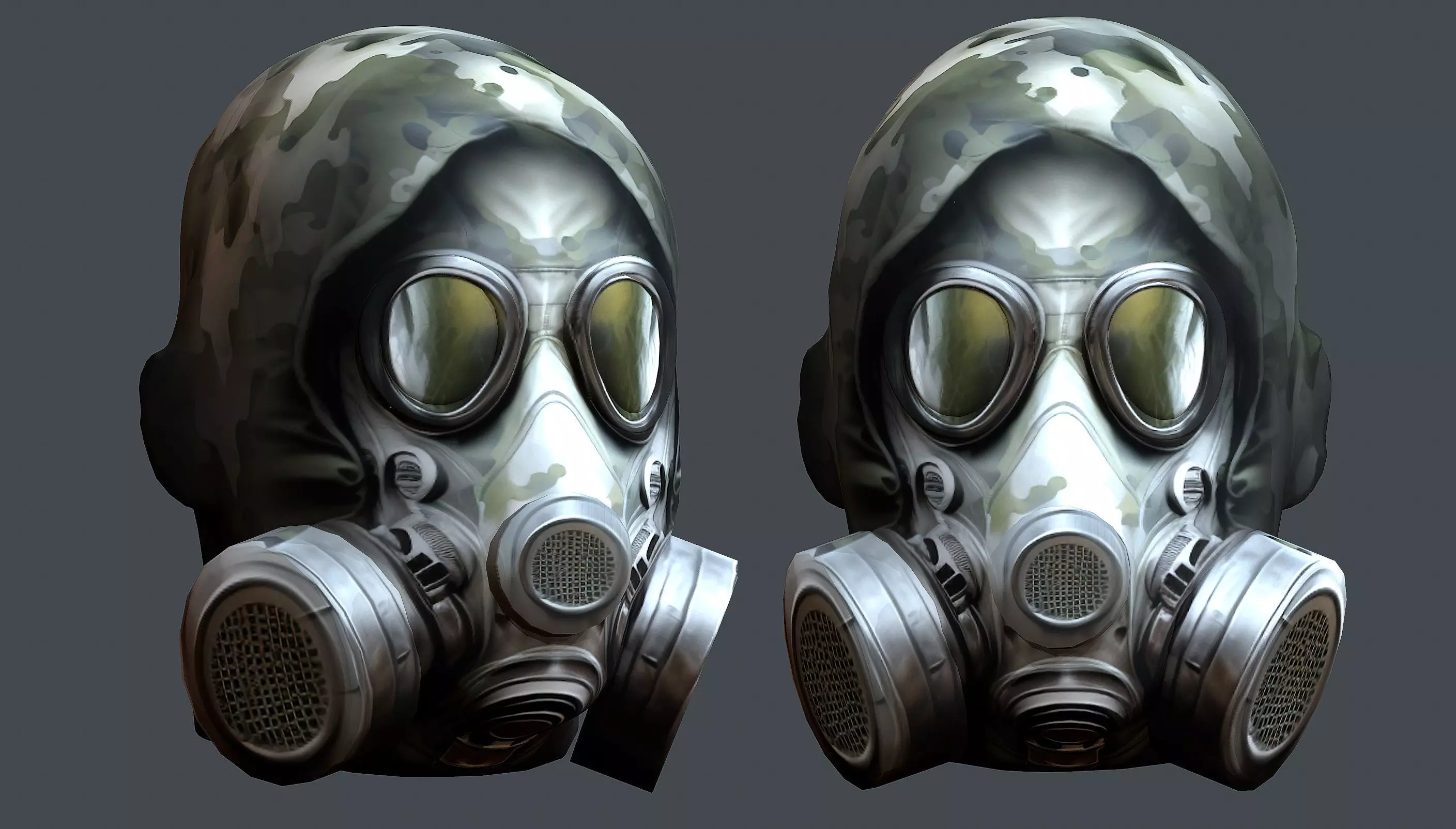 Gas mask helmet 3d model military combat Low-poly Low-poly 3D model_0
