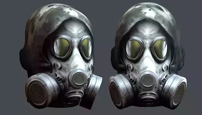Gas mask helmet 3d model military combat Low-poly