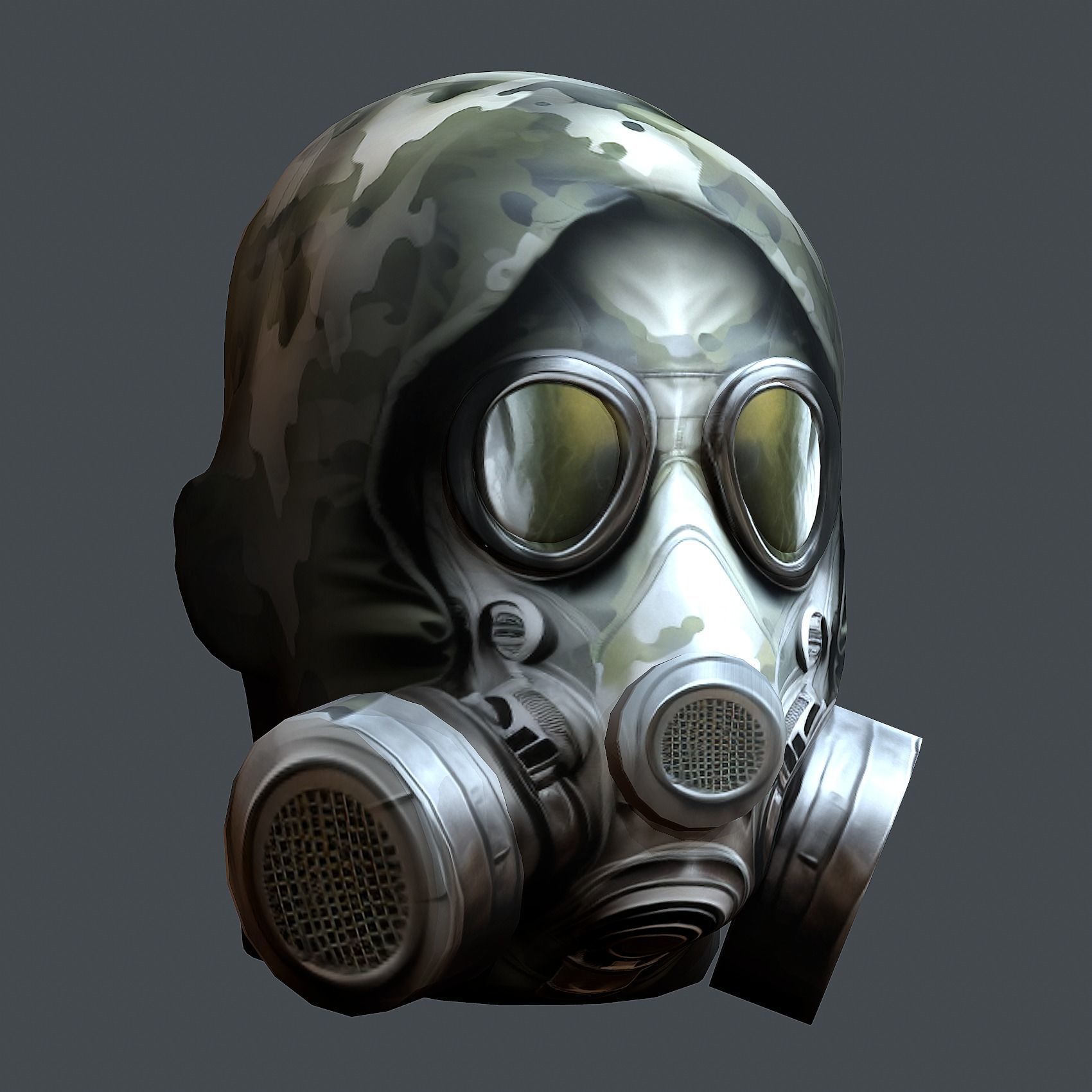 Gas mask helmet 3d model military combat Low-poly Low-poly 3D model_2