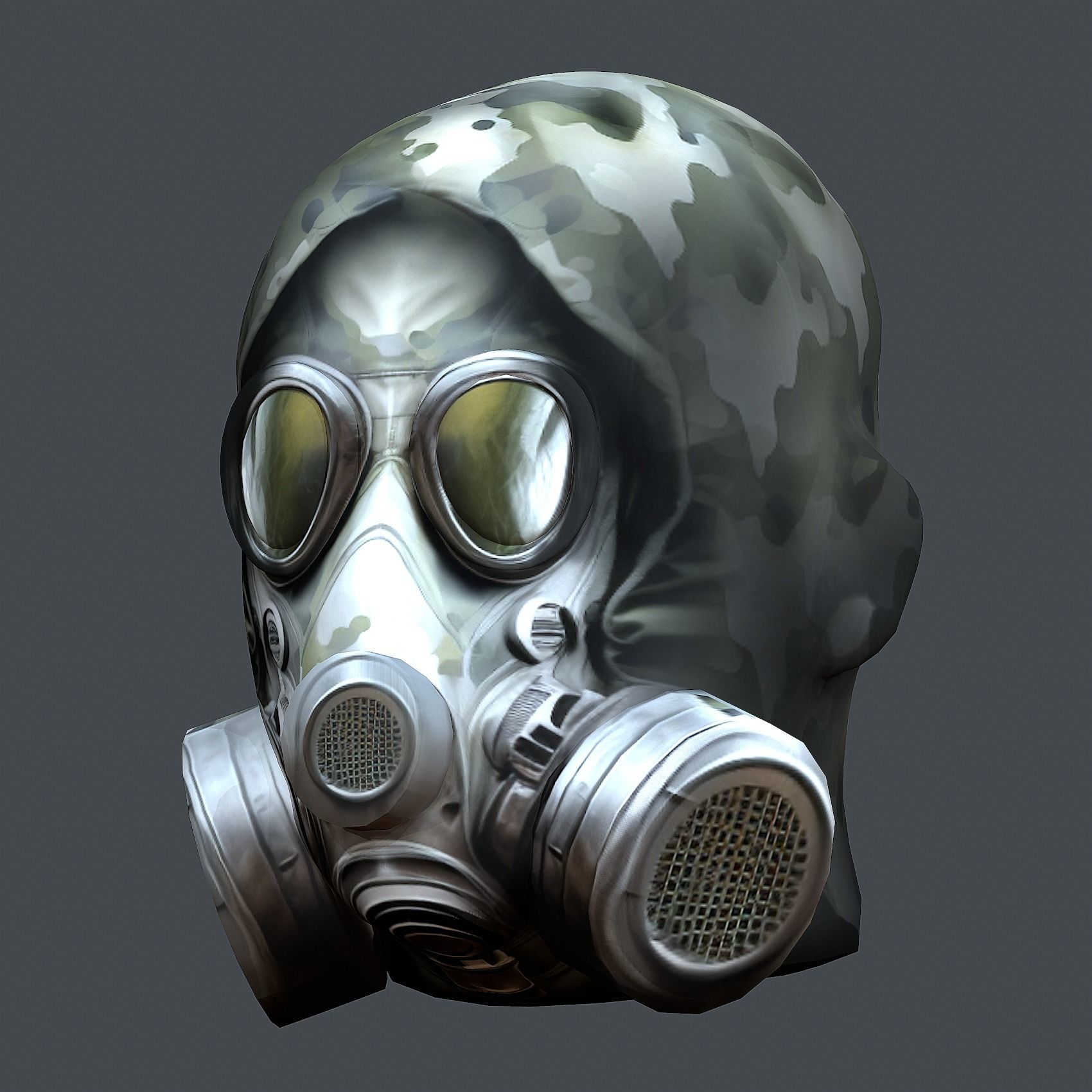 Gas mask helmet 3d model military combat Low-poly Low-poly 3D model_3