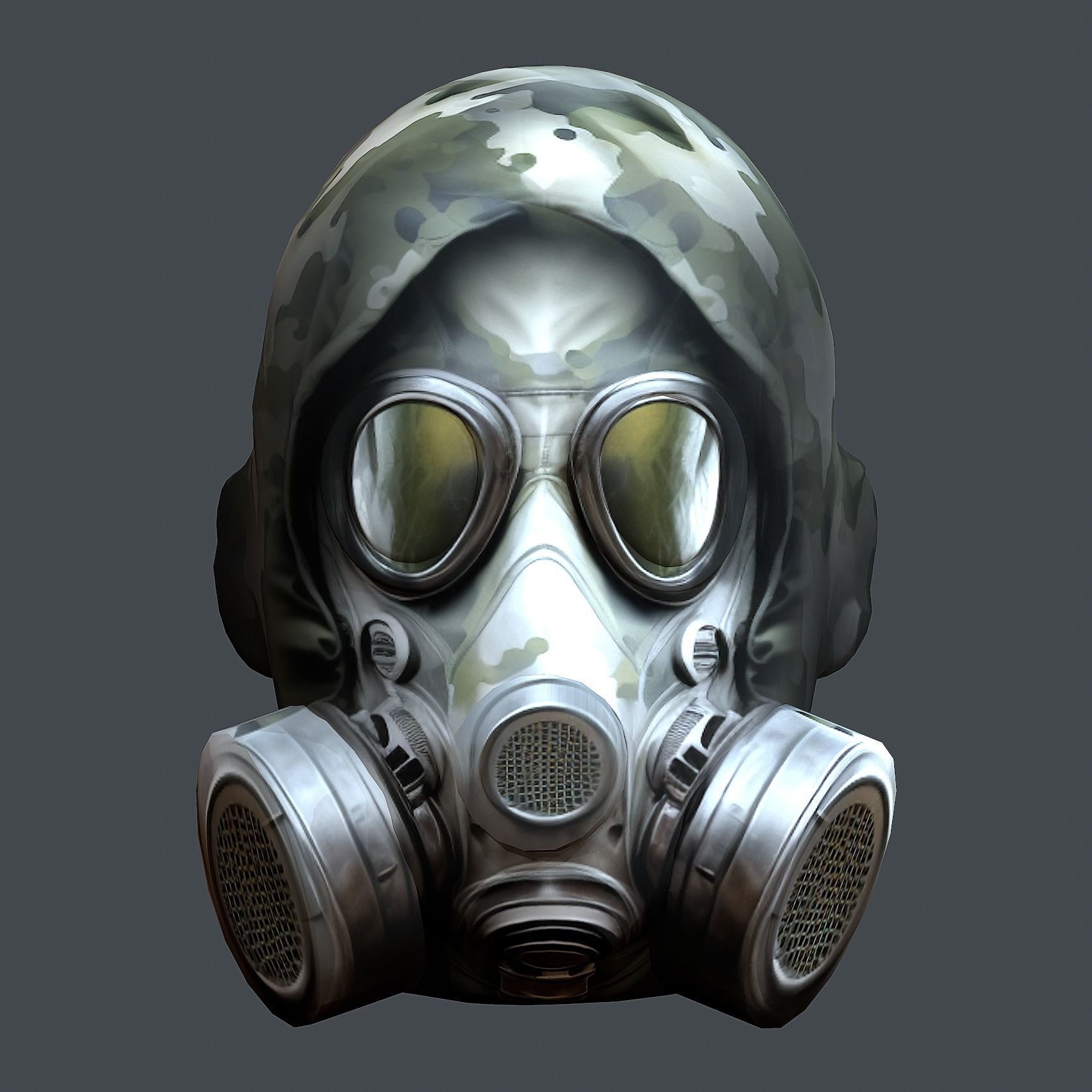 Gas mask helmet 3d model military combat Low-poly Low-poly 3D model_1