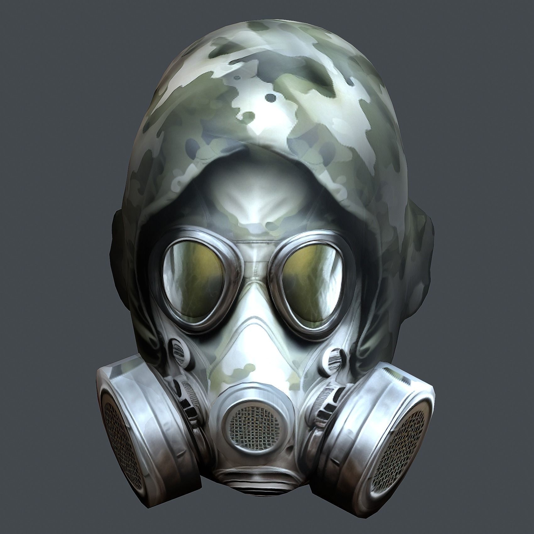 Gas mask helmet 3d model military combat Low-poly Low-poly 3D model_4