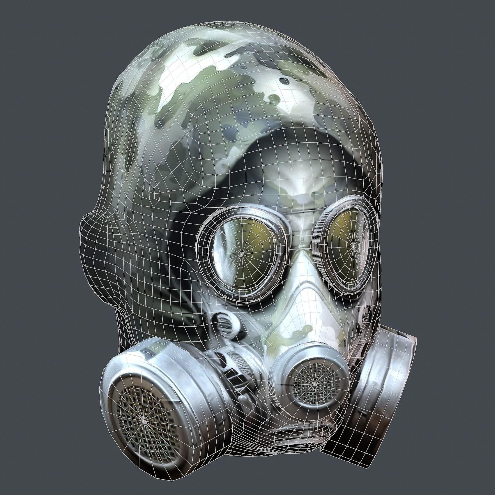 Gas mask helmet 3d model military combat Low-poly Low-poly 3D model_9