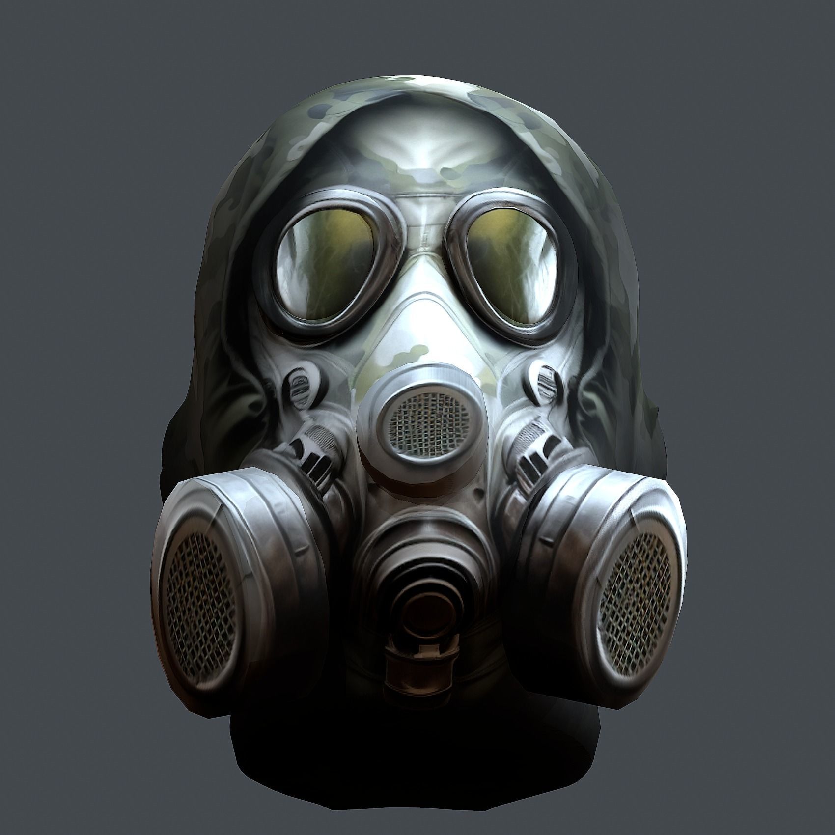 Gas mask helmet 3d model military combat Low-poly Low-poly 3D model_5