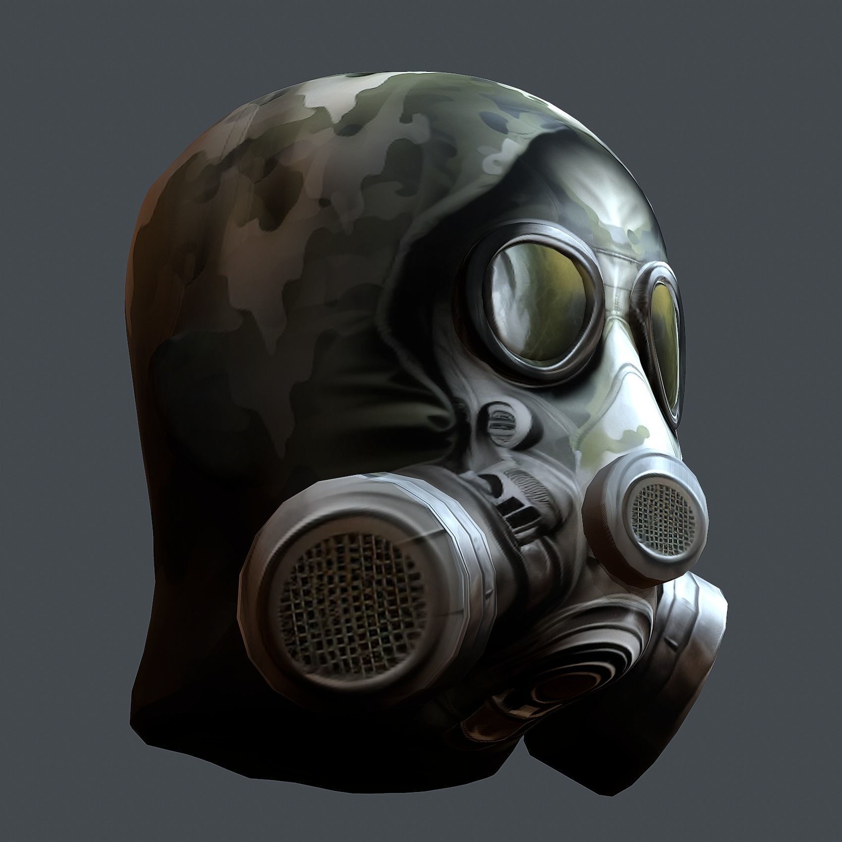 Gas mask helmet 3d model military combat Low-poly Low-poly 3D model_6
