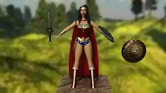 Wonderwoman Low-poly 3D model