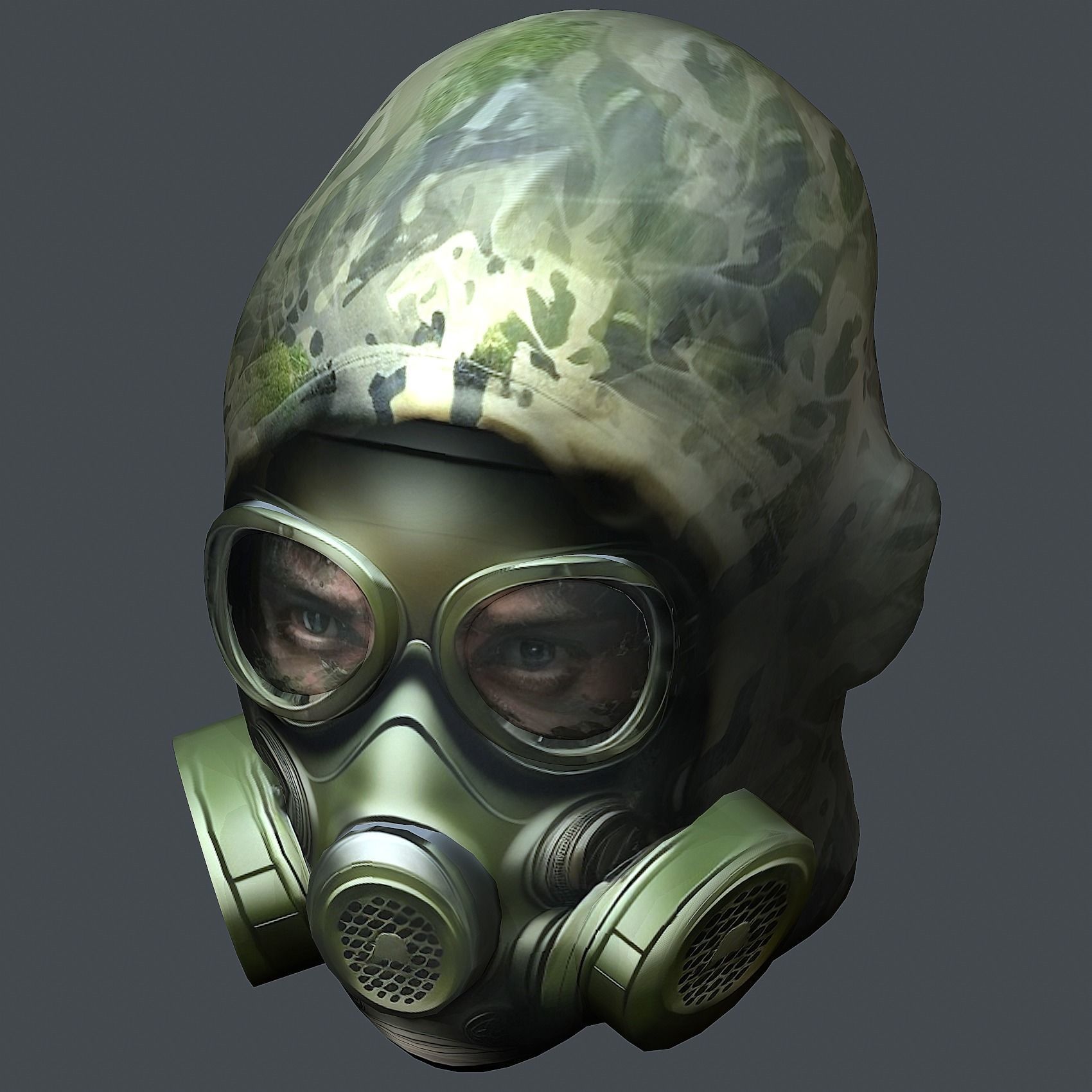 Gas mask helmet 3d model military combat Low-poly Low-poly 3D model_4
