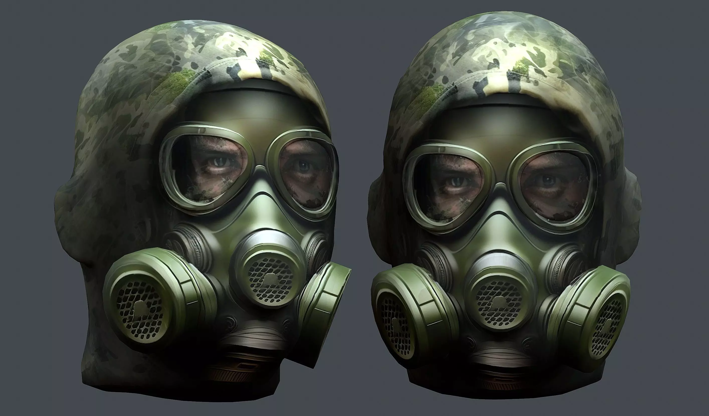 Gas mask helmet 3d model military combat Low-poly Low-poly 3D model_0