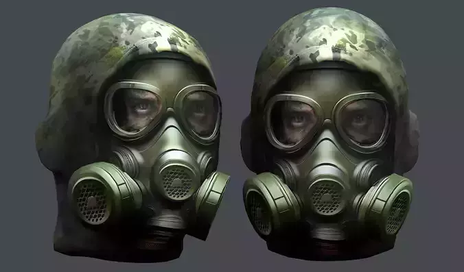 Gas mask helmet 3d model military combat Low-poly
