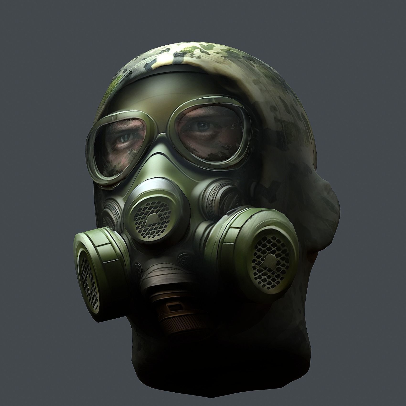Gas mask helmet 3d model military combat Low-poly Low-poly 3D model_5