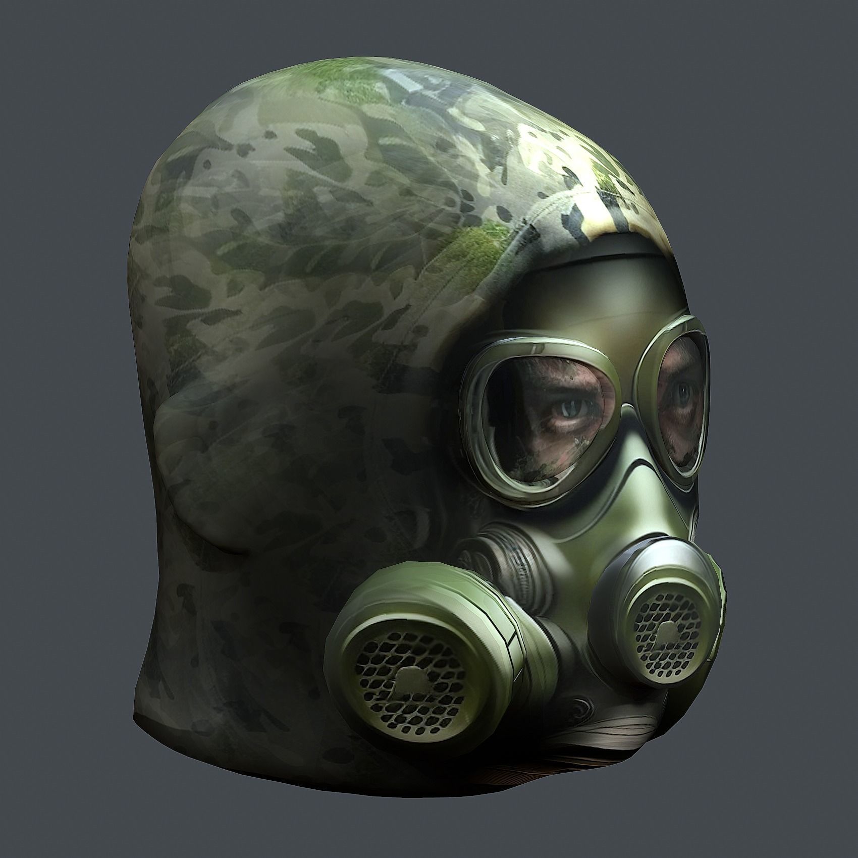 Gas mask helmet 3d model military combat Low-poly Low-poly 3D model_6