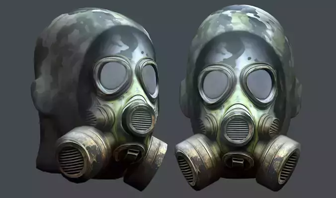 Gas mask helmet 3d model military combat Low-poly