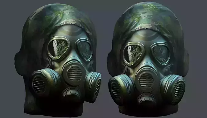 Gas mask helmet 3d model military combat Low-poly