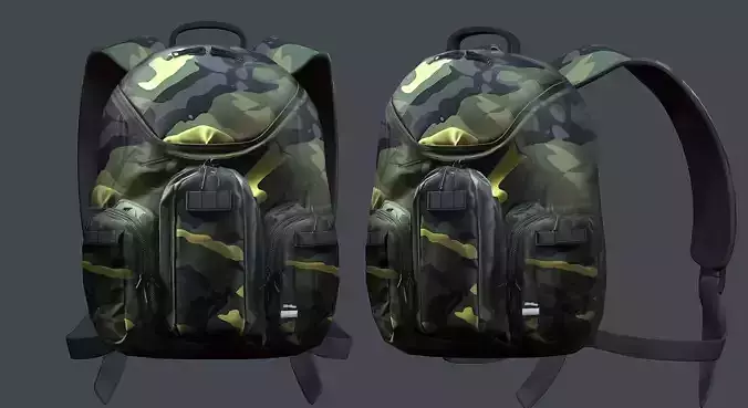 Backpack Camping Generic military human bag storqge baggage Low-poly 3D model