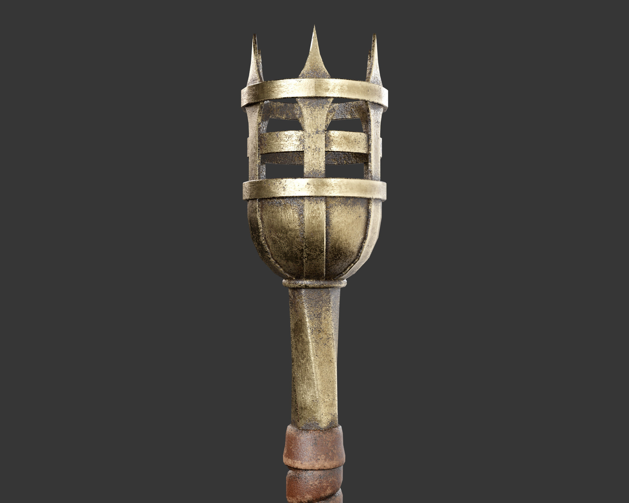 Medieval Noble Lighting Torch Low-poly 3D model_5