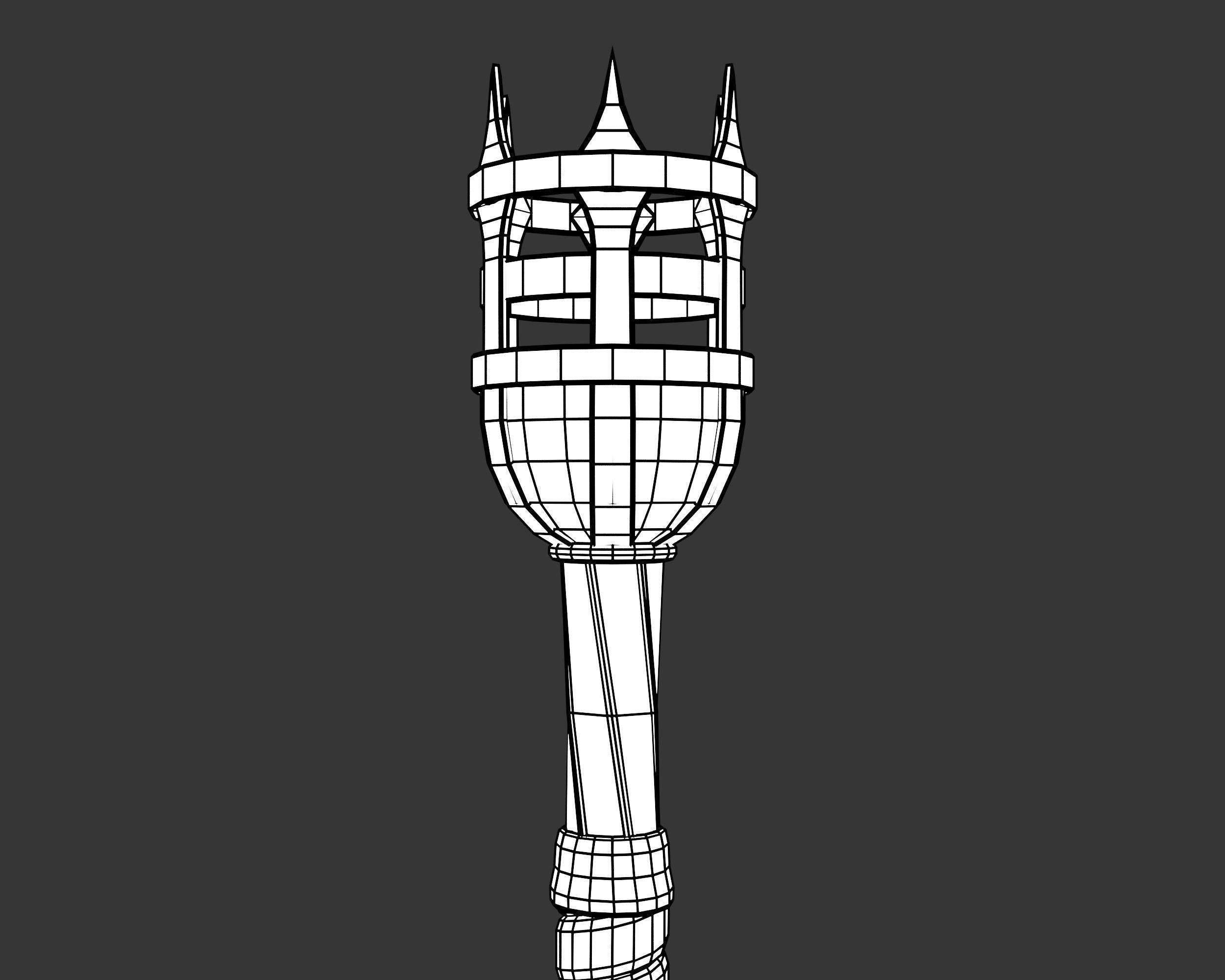 Medieval Noble Lighting Torch Low-poly 3D model_7