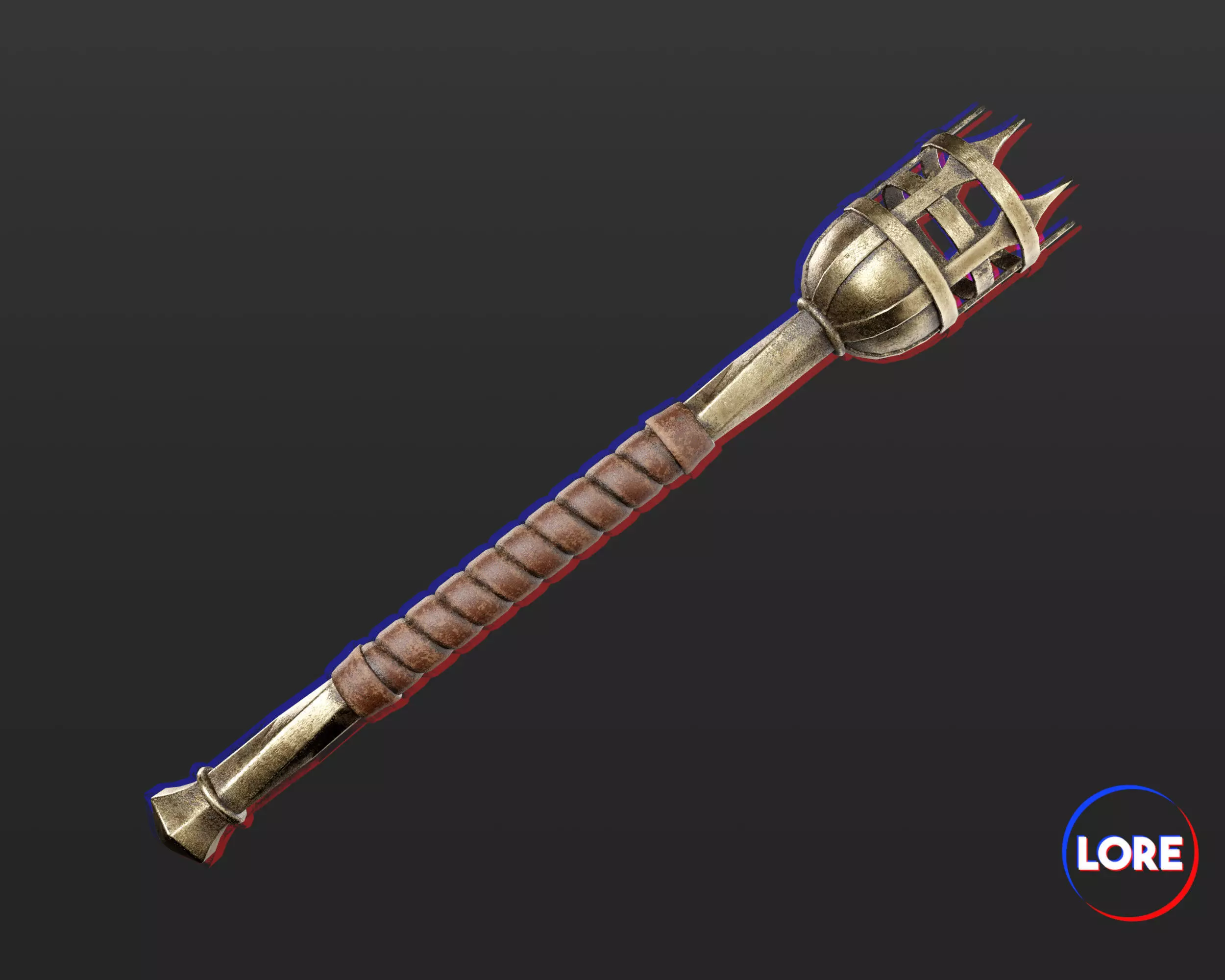 Medieval Noble Lighting Torch Low-poly 3D model_0